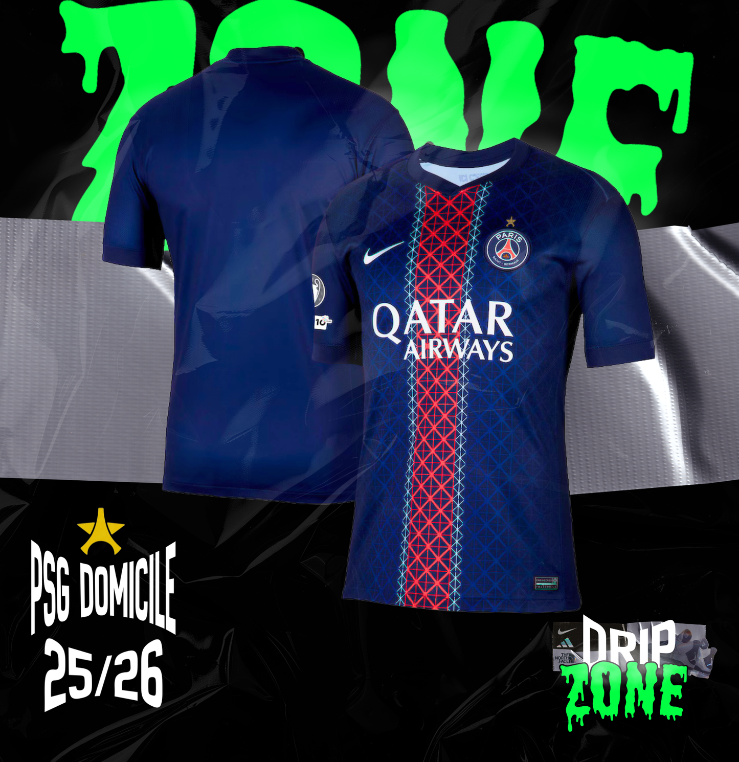 Maillot Domicile Match PSG Nike 25/26 avec Badge Champions d'Europe et UEFA Foundation 10 ans