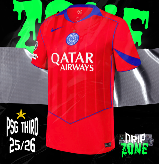 Maillot Third Match PSG Nike 25/26 avec Badge Champions d'Europe et Foundation 10 ans et Étoile Eiffel