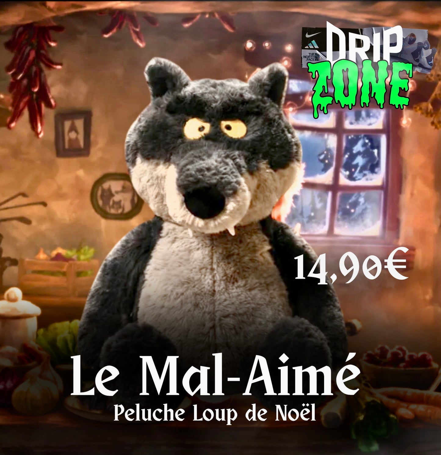 Peluche Loup de Noël - Le Mal-Aimé 🔥